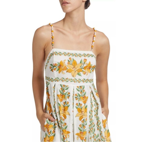 NWT Farm Rio Womens Tropical Lightness Maxi Dress Off White Yellow floral - Picture 6 of 12